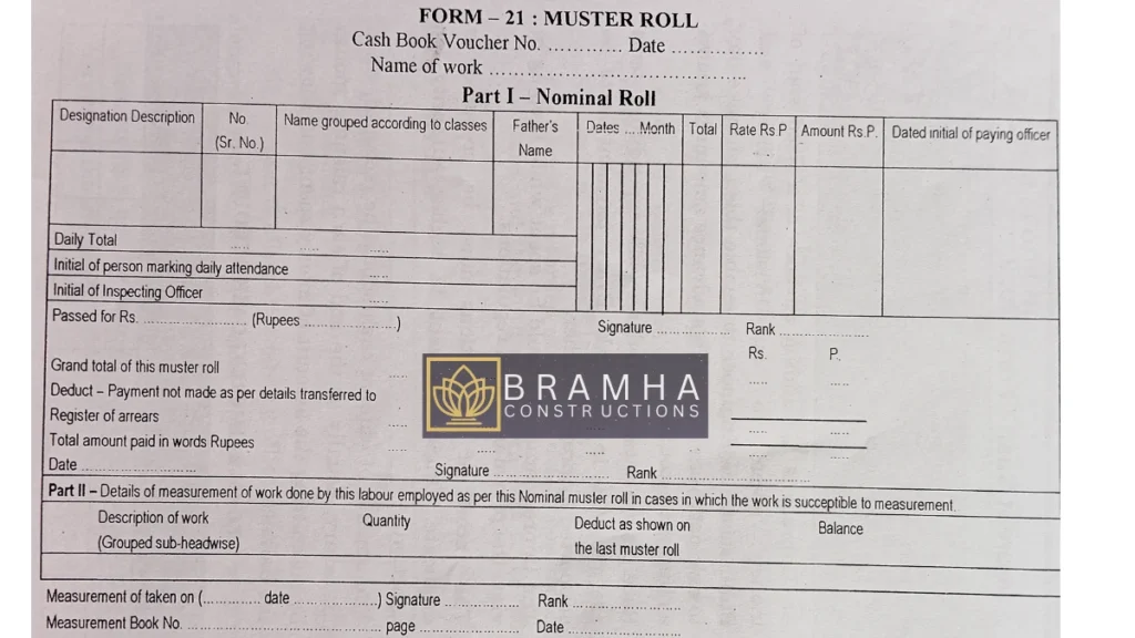 Nominal Muster Roll Form 21